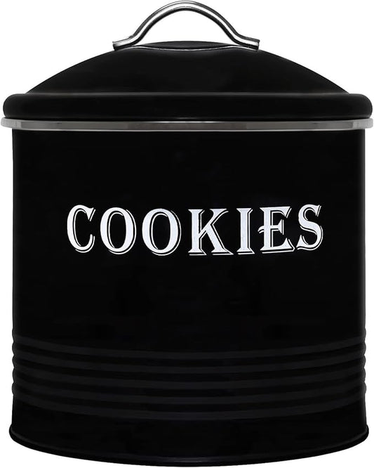 Blue Donuts Vintage Cookie Tin - Airtight Jar Containers, Kitchen Counter, Large Size, Gift Giving