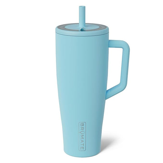 BrüMate Era 40 oz Tumbler with Handle and Straw | 100% Leakproof Insulated Water Bottle Tumbler with Lid and Flexible SoftSip Straw | Made of Stainless Steel | Cup Holder Friendly | 40oz (Glacier)