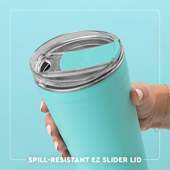 Swig Life 24oz Party Cup, Stackable Insulated Travel Coffee Tumbler with EZ Slider Lid, Cup Holder Friendly, Stainless Steel 24 oz Tumbler, Reusable Coffee Mug (Saturdays in Knoxville)