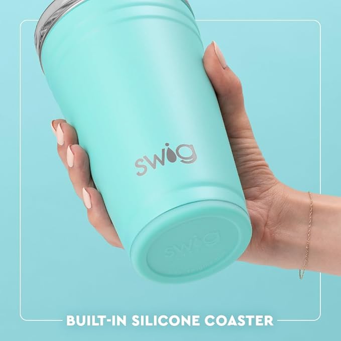 Swig Life 24oz Party Cup, Stackable Insulated Travel Coffee Tumbler with EZ Slider Lid, Cup Holder Friendly, Stainless Steel 24 oz Tumbler, Reusable Coffee Mug (Egg Hunt)