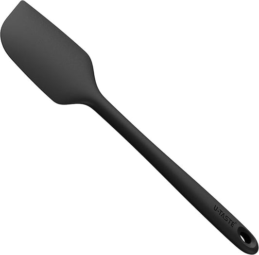 14in Extra Long Silicone Spatula: U-Taste 480ºF Heat Resistant Flexible Baking Mixer Scraper, Large Rubber Mixing Stirring Scraping Seamless Kitchen Turner Utensil for Nonstick Cookware (Black)