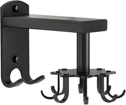 Cabilock Rotatable 8-Claw Wall Mounted Hanger Kitchen Utensil Hook Black Space Aluminum 360-degree Swivel Organizer for Cup and Sundries Storage