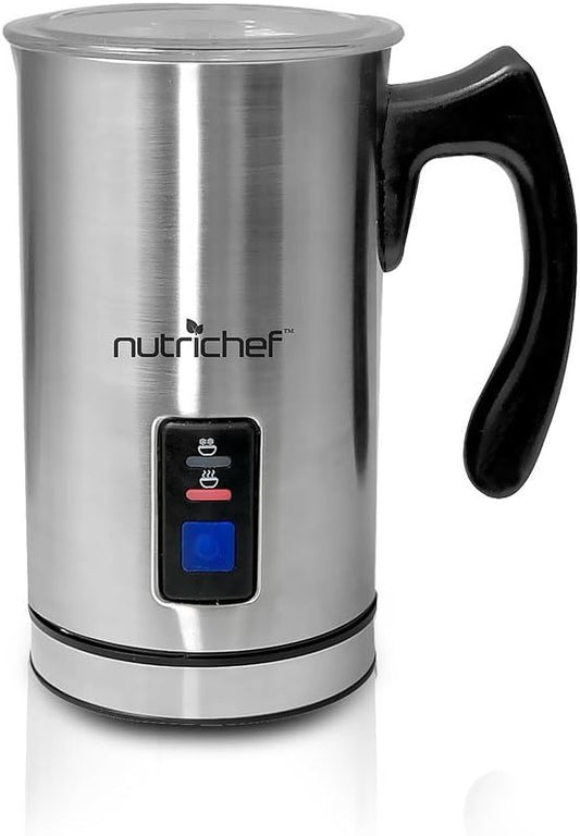 NutriChef Electric Milk Frother and Warmer, Stainless Steel