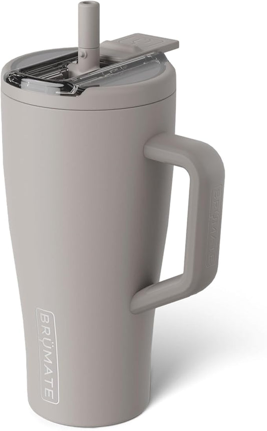 BrüMate Era Flip 30oz Tumbler with 100% Leakproof Covered Straw Lid | Hygienic Covered Straw | Insulated Stainless Steel Water Bottle with Handle | Cup Holder Friendly | BPA-Free (Mocha)
