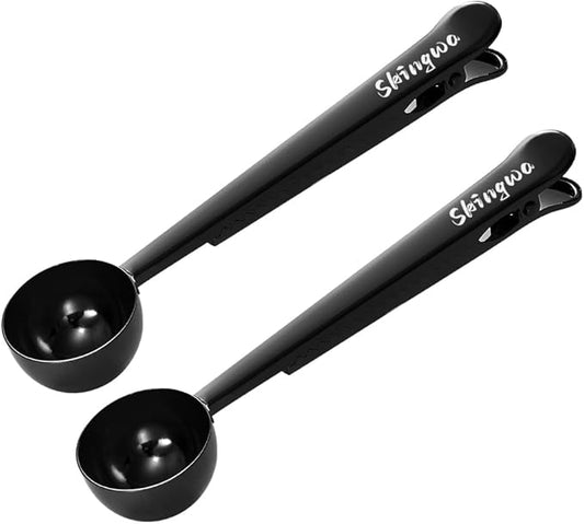 Coffee Scoop with Bag Clip, Multi-Function Milk Powder Measuring Spoon, 20ml (2*Black)