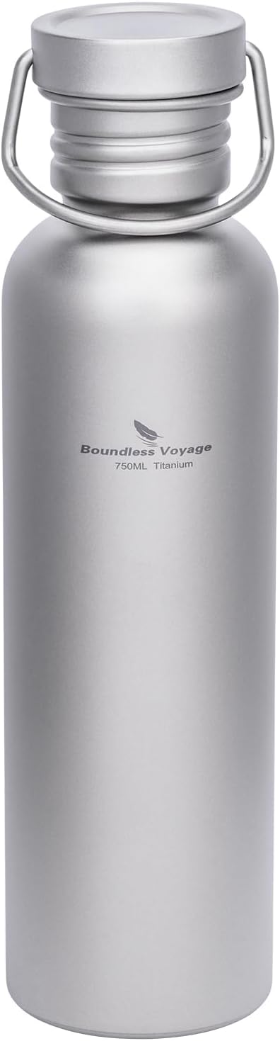 Boundless Voyage Titanium Water Bottle with Lid Wide Mouth Leak-Proof Reusable Sport Drinking Bottle for Camping Hiking Picnic Climbing Running Tea Coffee (750ml)