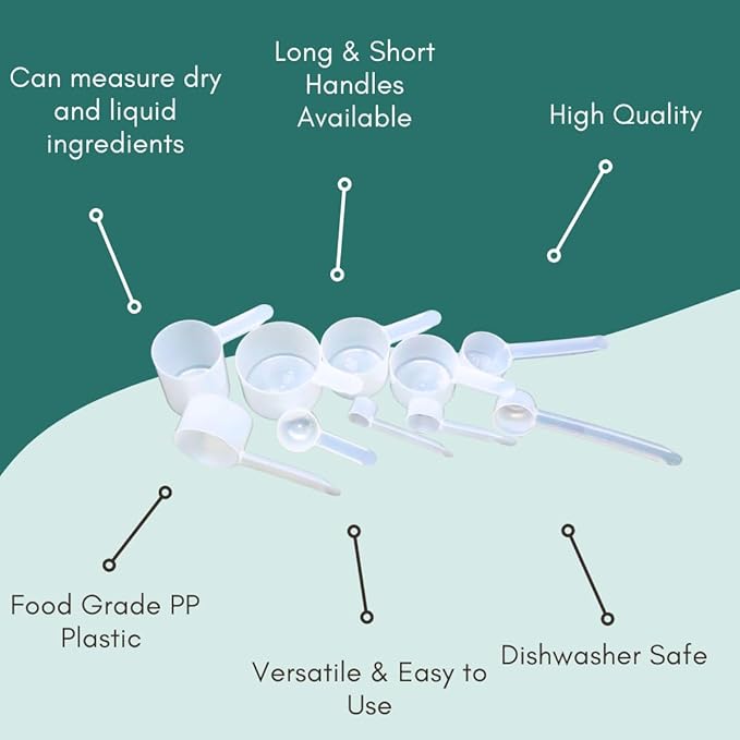 9 mL (9 CC) Long Handle Scoop for Measuring Coffee, Pet Food, Grains, Protein, Spices and Other Dry Goods (Pack of 100)