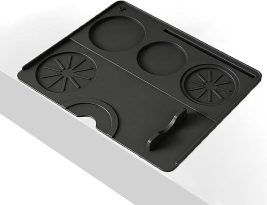 Espresso Tamping Mat, Tamper Mat for Espresso Machine Accessories, Food Grade Silicone, 9.84''x7.87'' Non-Slip, Waterproof, Heat Resistant and Easy to Clean - Black