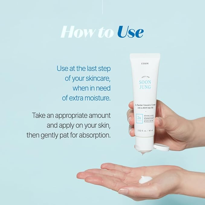 ETUDE SoonJung 2x Barrier Intense Cream Set | 2x Barrier Cream 2.02fl.oz + Ph 5.5 Relief Toner 0.85 Fl.oz. + Foam Cleanser 0.68 Fl.oz. | Oil & Water Balance, Korean Skin Care