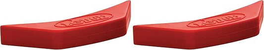 Lodge Silicone Assist Handle Holder - Dishwasher Safe Hot Holder Designed for Traditional Lodge Cast Iron Dual Handle Products - Reusable Heat Protection Up to 450° - Red (Pack of 2)