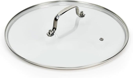 12 IN Glass Lid with Stainless Steel Handle for Frying Pan, Tempered Replacement Cover Compatible for Skillets, Round Cast Iron, Cast Aluminium, Stainless Steel Pans & Pots (297mm-312mm)