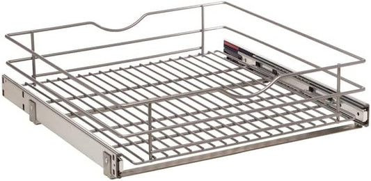 Knape & Vogt Simply Put 20.5-in W x 5.7-in H Metal 1-Tier Pull Out Cabinet Basket, 20 Inch, Frosted Nickel