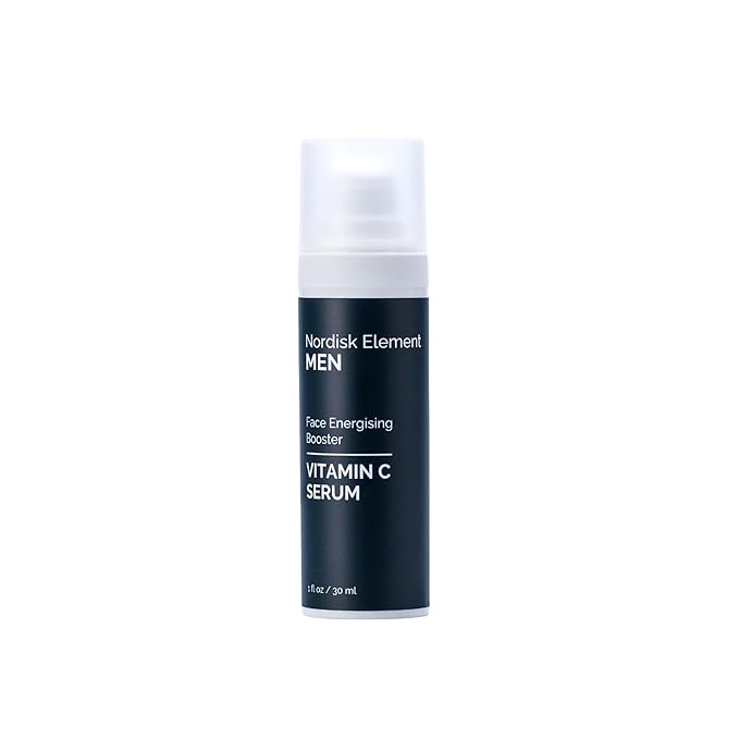 Nordisk Element Vitamin C Face Serum for Men with Hyaluronic Acid – Brightening Anti-Aging Face Serum for Dark Spots, Uneven Tone, and Wrinkles – Hydrating Daily Moisturizer with Citrus Aroma, 1 Fl Oz