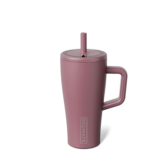 BrüMate Era 20 oz Tumbler with Handle and Straw | 100% Leakproof Insulated Tumbler with Lid and Straw | Made of Stainless Steel | Cup Holder Friendly Base | 20oz (Rose Taupe)