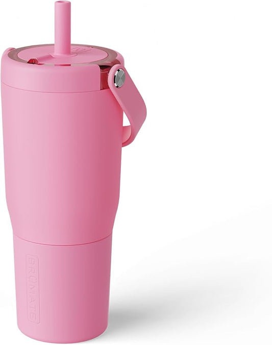 BrüMate Resa 25oz 100% Leakproof Travel Tumbler w/Handle & Straw | Flexible SoftSip Straw | Silicone Sleeve for Durability | Stainless Steel | Cup Holder & Travel Friendly Water Bottle (Primrose)