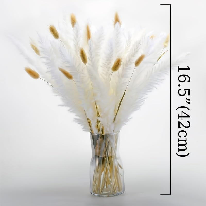 90 PCS Air Dried Pampas Grass. Mix Bouquet. Preserved Flower. Bouquet Contain Bunny Tail, White Pampas. Boho Dried Floral Arrangement Centerpiece. for Boho Home, Wedding, Table Decor, Shop Decor