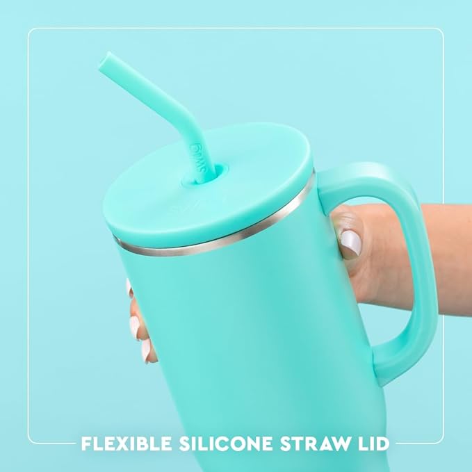 Swig Life 40oz Mega Mug, 40oz Tumbler with Handle and Straw, Extra Large Insulated Tumblers, Cup Holder Friendly Travel Mug (Blue Lagoon)