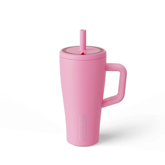 BrüMate Era 20 oz Tumbler with Handle and Straw | 100% Leakproof Insulated Tumbler with Lid and Straw | Made of Stainless Steel | Cup Holder Friendly Base | 20oz (Primrose)