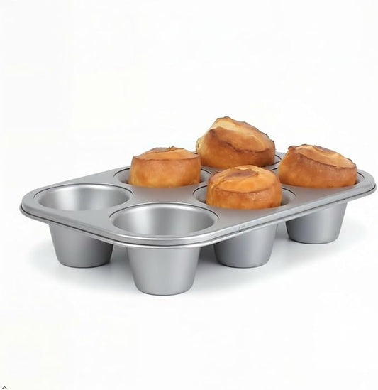 Nonstick Popover Pan, Extra Deep,6-Cup Capacity, Heavy-Duty Steel,13x9inch,Compact Design Fits Small Ovens,450°F Oven Safe