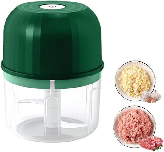 Electric Garlic Chopper, Mini Portable Veggie Chopper Garlic Grinder Onion Choppers, Wireless Electric Food Chopper Tool for Mashing Onion, Garlic, Chili, Ginger (Green)