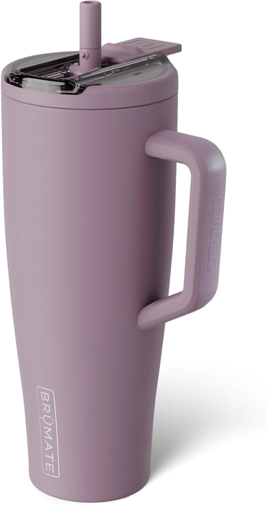 BrüMate Era Flip 40oz Tumbler with 100% Leakproof Covered Straw Lid | Hygienic Covered Straw | Insulated Stainless Steel Water Bottle with Handle | Cup Holder Friendly | BPA-Free (Lilac Dusk)