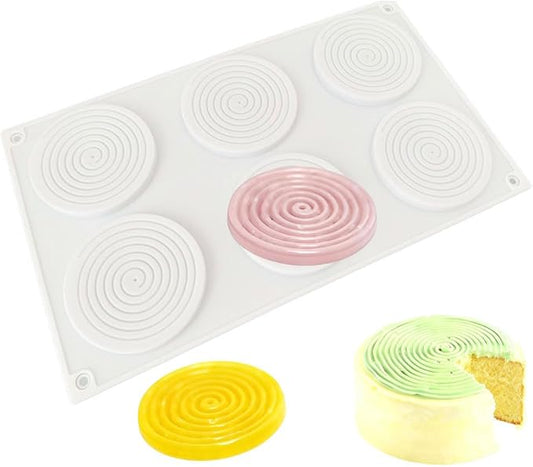 6 Holes Vortex Shape Silicone Mold for Baking Mousse Cake Ice Cream Dessert Pudding Brownie Pastry Fondant Jelly Cake Decoration Mold