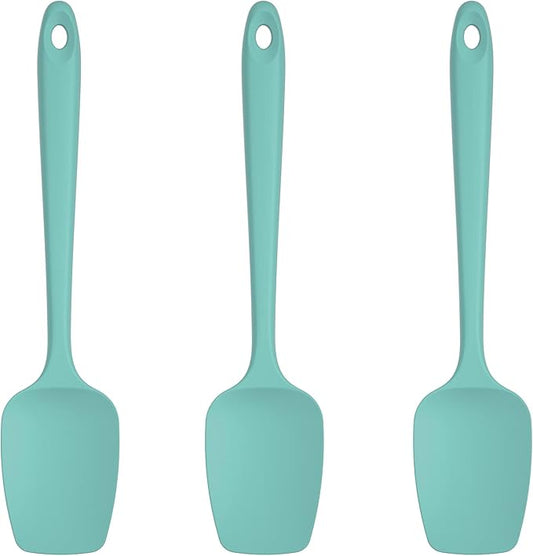 U-Taste Silicone Spoon Spatula Set, 600ºF High Heat Resistant Food Grade Flexible Rubber Scraper, Cooking Mixing Baking Kitchen Utensils Set of 3 (Aqua Sky)
