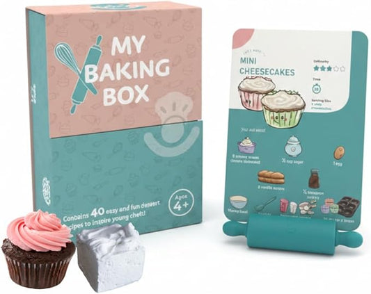 My First Dessert Recipe Box for Kids: Montessori-Inspired, Easy-to-Follow Recipes with Visual Guides. Cookbook for Kids Ages 4+ with Storage Box and Recipe Stand.