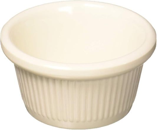 Winco Commercial-Grade Plastic Ramekin/Dipping Sauce Cup, Fluted, 2 Ounce, Bone (12 Pack)
