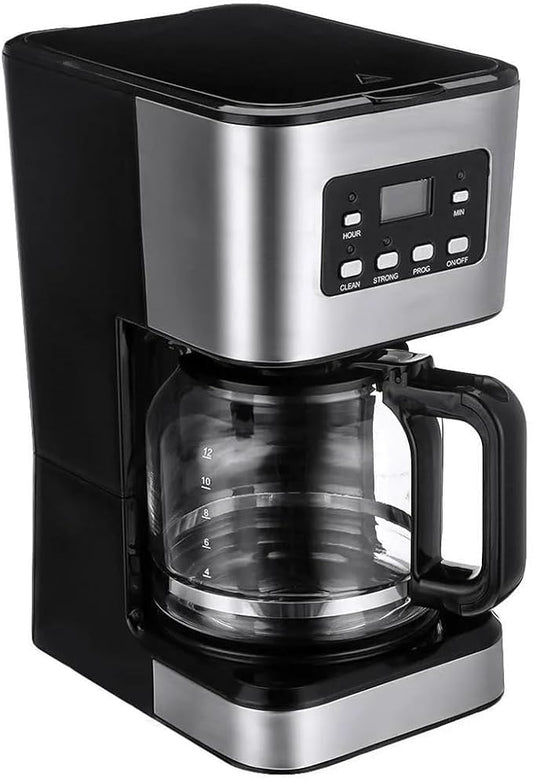 950W electric coffee machine 12 cups automatic drip coffee machine with coffee pot 220V automatic insulation function for home office use, WHITE