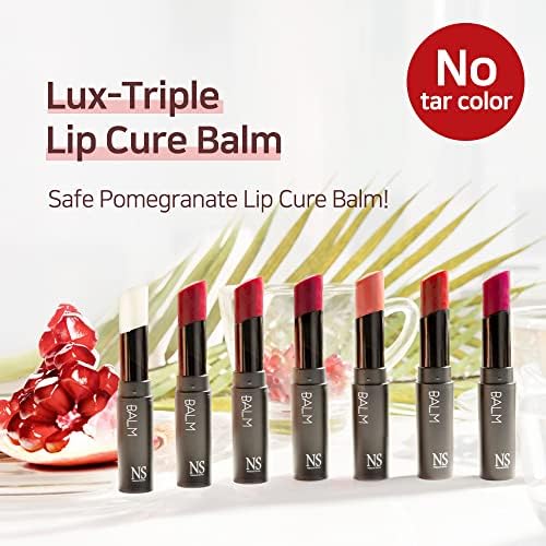 Lux Triple Lip Cure Balm (0.17 oz) 4 million units sold in Korea, Natural Tinted Korean Lip Balm, Petroleum/Paraben Free, Lip Butter,lip balm hydrating,tinted moisturizer (RABBIT ROSE (Berry Pink))