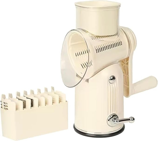 Chef Power Premium Quality Rotary Cheese Grater with Handle - Kitchen Accessories Cucumber Slicer Vegetable Salad Grater, Vegetable Grater - Cheese Grater (Beige)
