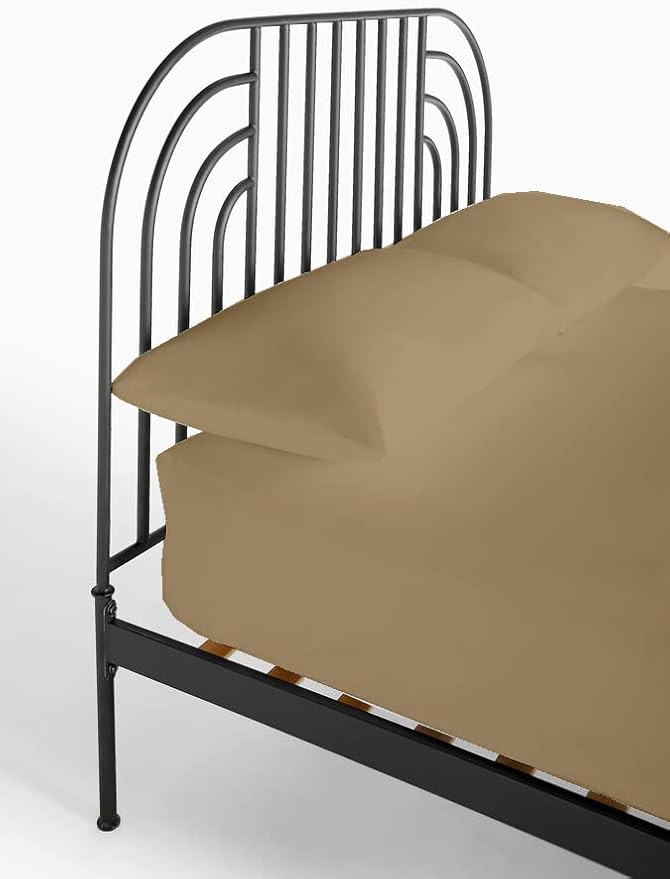 4 PC Cot Sheet Set 33x75, 100% Cotton Fitted Cot Sheet- Perfect for Narrow Twin/Rv Bunk/Camping Cot/Guest Bed Replacement, Sheets for Cot Bunk Bed-Fits Upto 4-8" Deep Mattress- Taupe Solid