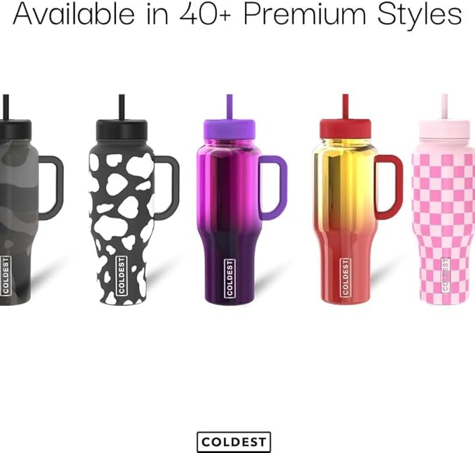 Coldest Tumbler with Handle and Straw - 100% Leak Proof Insulated Tumbler with Lid and Straw (3 Lids) - Stainless Steel Tumblers for Women & Men - Cup Holder Friendly Base, 36 oz (The Cardinal)