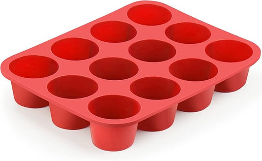 Vodolo 12-Cup Silicone Professional Non-Stick Popover Pans for Muffins, Brownies and Baking
