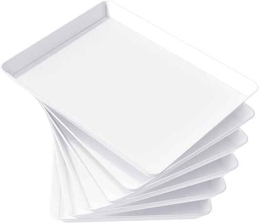 Lifewit Serving Tray for Party Supplies, Reusable Serving Platter for Catering, Snack, Fruit, Charcuterie, Appetizer, Plastic Food Trays, Hosting Essentials, BPA Free, 6 Pcs, Extra Large(16" x 12")