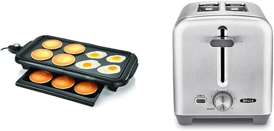 BELLA Electric Griddle (Copper/Black) and 2 Slice Toaster