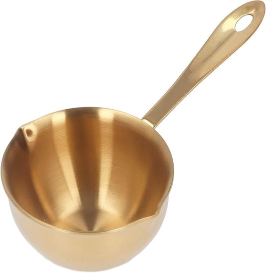 Stainless Steel Butter Warmer, Saucepan Chocolate Milk Butter Melting Pot Small Sauce Pan with Pour Spouts Cooking Pot for Hot Oil Soup Coffee Tea Warming (Gold)