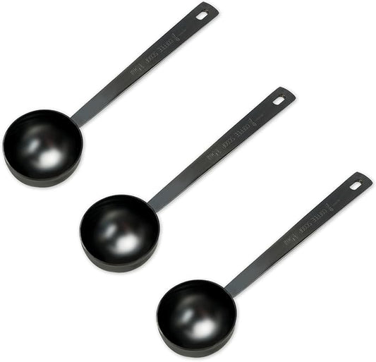 3Pcs Coffee Measuring Scoop Spoons, Stainless Steel Coffee Scoop, Long Handle Tablespoon for Measuring Coffee, Milk Powder, Fruit Powder, Tea, Sugar, Grains, Flour and Protein (Black)