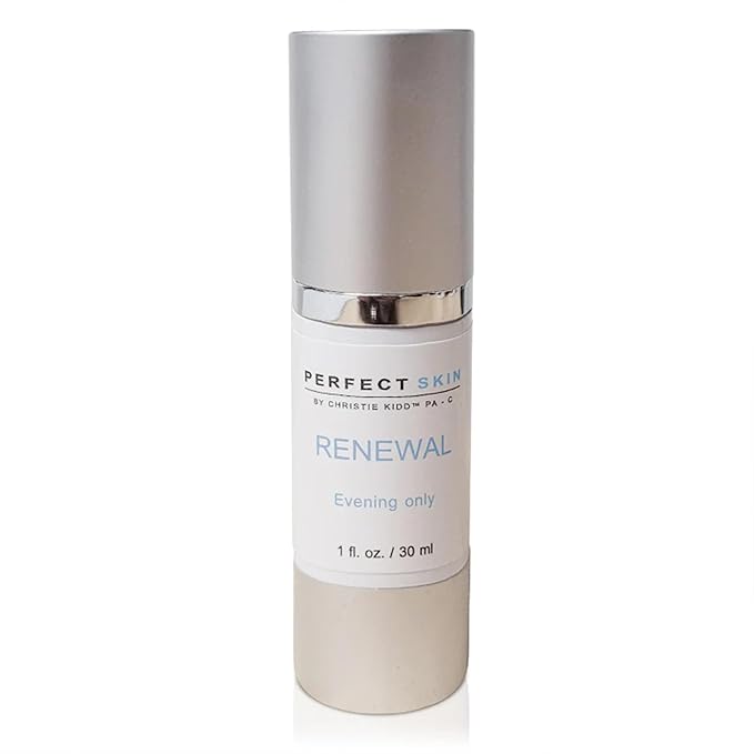 PERFECT SKIN BY CHRISTIE KIDD, PA-C Renewal Serum –Evening Only Exfoliating Serum w/Glycolic, Lactic Acid, Retinoid & Niacinamide – Brightens, Smooths, Reduces Fine Lines–Anti-Aging Skincare 1oz/30ml