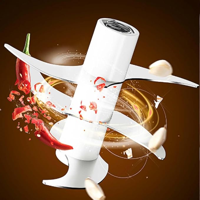 Household Electric Garlic Crusher, Electric Garlic Chopper, Mini Portable Veggie Chopper with 4/6 Stainless Steel Blades, Wireless Rechargeable Food Cutter for Garlic, Onion, Chili (2PCS-B,250ML)