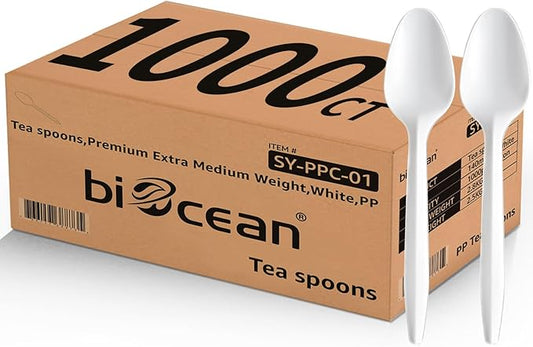 1000PCS Disposable Plastic Teaspoons Bulk Spoons White Silverware Reusable Heavy Duty Disposable Cutlery Plastic Utensils Flatware for Home Restaurant Party Picnic Camping Travel (Teaspoon-1000pcs)