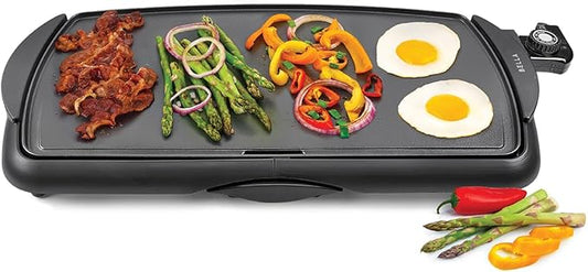 bella Electric Non-Stick Griddle, Make 10 Eggs At Once, Healthy-Eco Non-stick Coating, Hassle-Free Clean Up, Large Submersible Cooking Surface, 10.5" x 20", Black