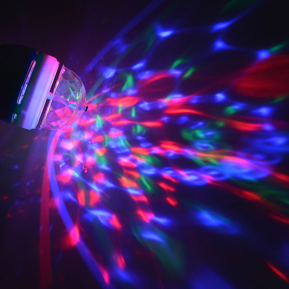 YouOKLight E26 Rotating RGB Disco Ball Light, LED Strobe Bulb Magic Ball Light, for Birthday Party Club Bar Karaoke Halloween Christmas