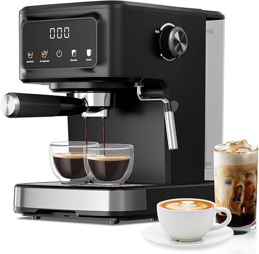 15 Bar Espresso Machine with Milk Frother, Digital Espresso Coffee Maker for Home, 50oz Removable Tank, 45s Quick Heat, Coffee Maker for Cafe-Quality Lattes & Cappuccino