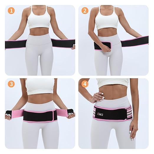 Sacroiliac SI Joint Hip Belt for Women Men-Alleviate Sciatica|Pelvic|Back|Lower Back Support, Pelvic Support Belt, Adjustable Sciatica Lumbar Pain Relief, Trochanter Belt(Pink,L,Hip Size 43‘’-56‘’)