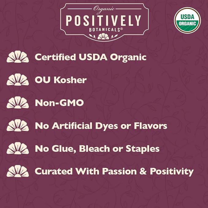 Organic Positively Botanicals Company, Red Clover Blossoms Herbal Tea Bags, 20 Count