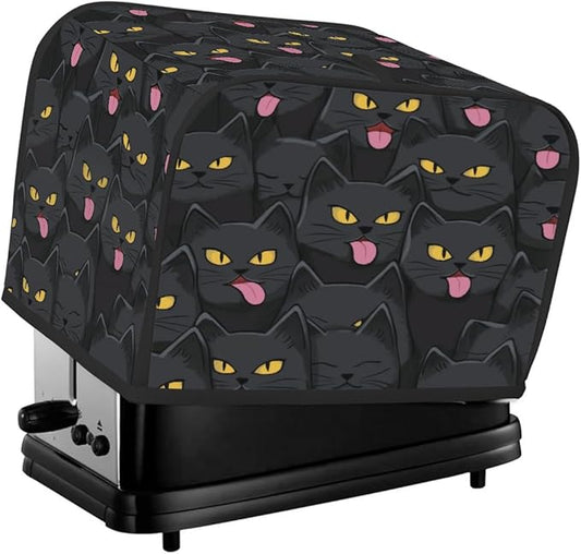 2 Slice Toaster Cover,Halloween Black Cat Eyes Small Kitchen Appliance Bread Machine Cover with Pockets,Dust & Fingerprint Protection