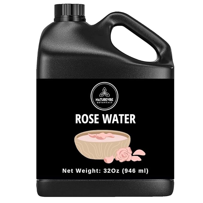 Naturevibe Botanicals Pure Rose Water Toner 32 oz Hydrating Facial Mist & Hair Spray | 100% Natural, Alcohol-Free Skin Care & Makeup Setting Spray