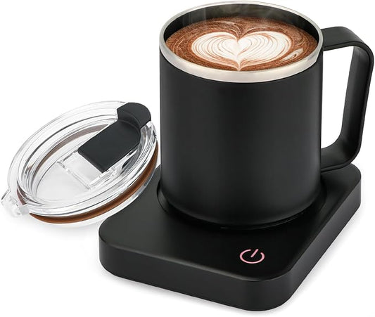 VOBAGA Coffee Mug Warmer & Mug Set for Desk - Auto Shut Off & 3 Heat Settings, Includes 15oz Stainless Steel Mug, Smart Coffee Cup Warmer, Home Office Essentials Coffee Set（Mug Included）